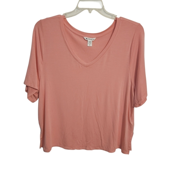 Athleta | Women's Pink Nighttime Bliss Sleep V-Neck Tee (Size XL) - Picture 2 of 12